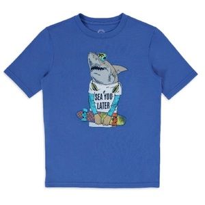 Wonder Nation Boys Surfing Shark Short Sleeve Graphic T-Shirt